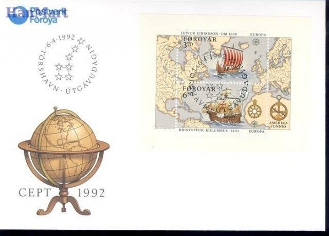 Znaczek Wyspy Owcze 1992 Mi bl 5 FDC