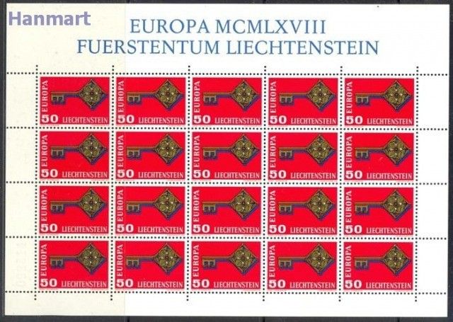 Znaczek Liechtenstein 1968 Mi ark 495 Czyste **