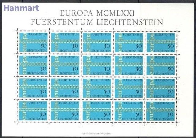 Znaczek Liechtenstein 1971 Mi ark 545 Czyste **