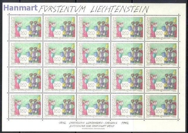 Znaczek Liechtenstein 1992 Mi ark 1049 Czyste **