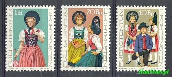 Znaczek Liechtenstein 1977 Mi 684-686 Czyste **