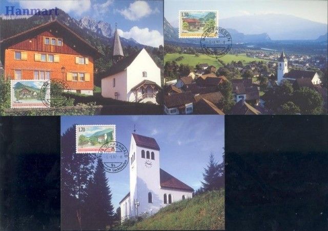 Znaczek Liechtenstein 1997 Mi 1148-1150 Karta Max