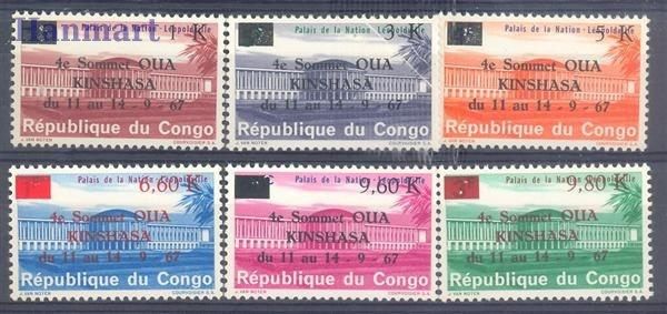 Znaczek Kongo Kinszasa / Zair 1967 Mi 290-295 Czyste **