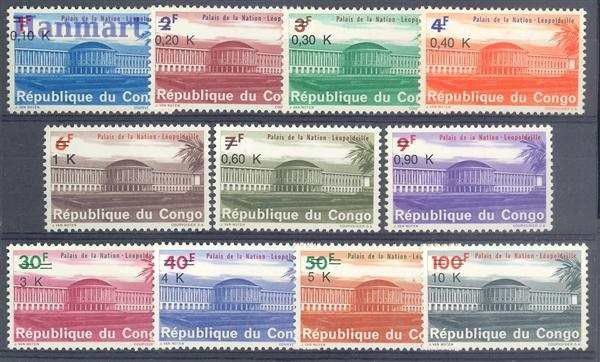 Znaczek Kongo Kinszasa / Zair 1970 Mi 367-377 Czyste **