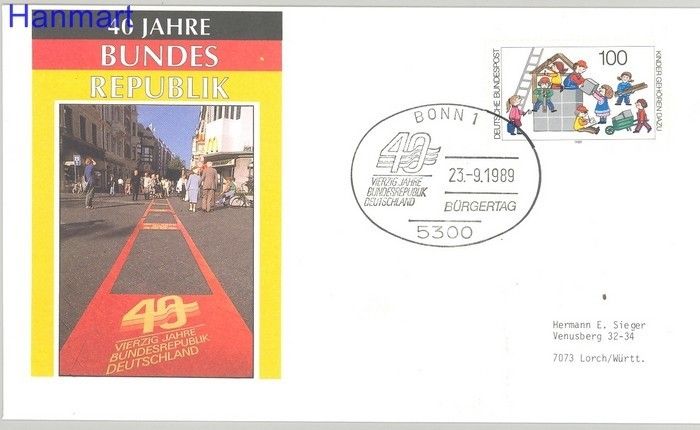 Znaczek Niemcy 1989 Mi 1435 FDC