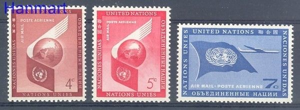 Znaczek Narody Zjednoczone Nowy Jork 1957 Mi 59-61 Czyste **