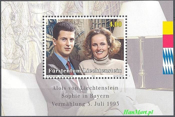 Znaczek Liechtenstein 1993 Mi bl 15 Czyste **