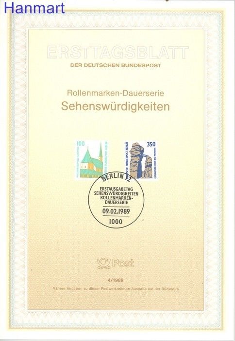 Znaczek Berlin Niemcy 1989 Pierwszy dzień wydania