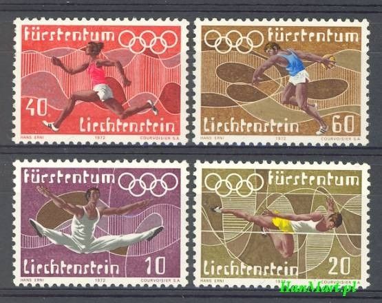 Znaczek Liechtenstein 1972 Mi 556-559 Czyste **