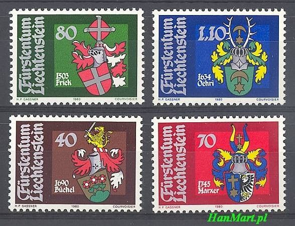 Znaczek Liechtenstein 1980 Mi 743-746 Czyste **