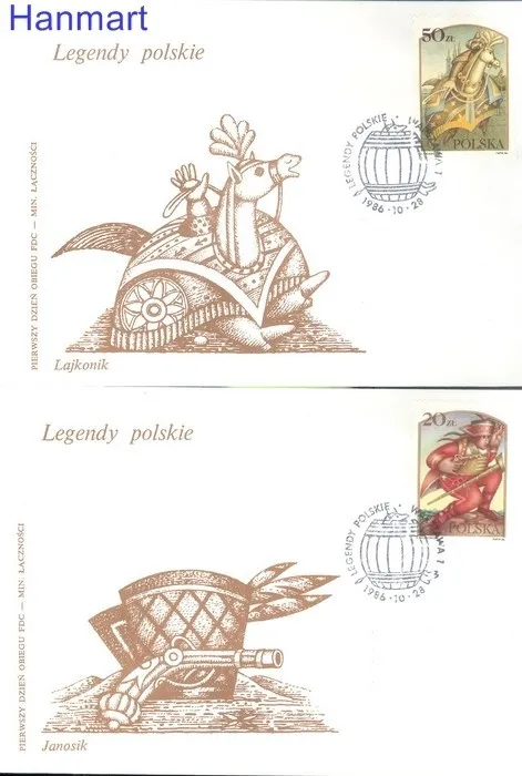 Znaczek Polska 1986 Mi 3052-3057 Fi 2904-2909 FDC