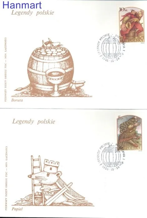 Znaczek Polska 1986 Mi 3052-3057 Fi 2904-2909 FDC