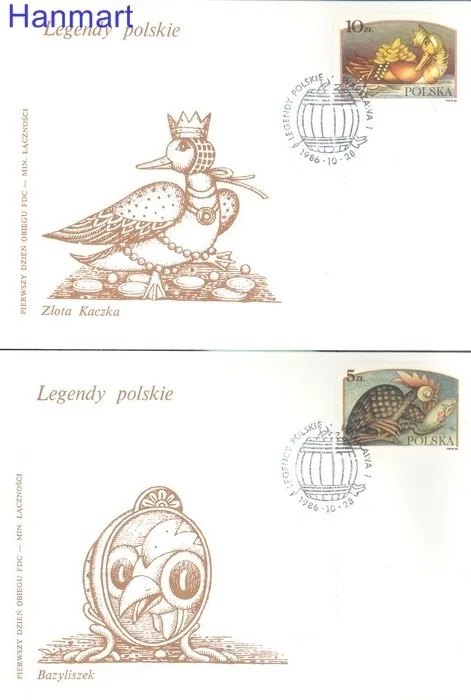 Znaczek Polska 1986 Mi 3052-3057 Fi 2904-2909 FDC