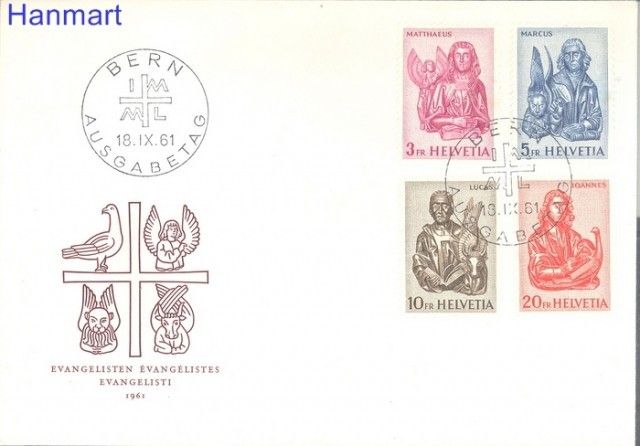 Znaczek Szwajcaria 1961 Mi 738-741 FDC