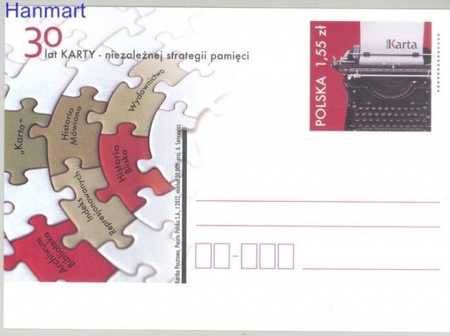 Znaczek Polska 2012 Fi Cp 1593 Całostka pocztowa