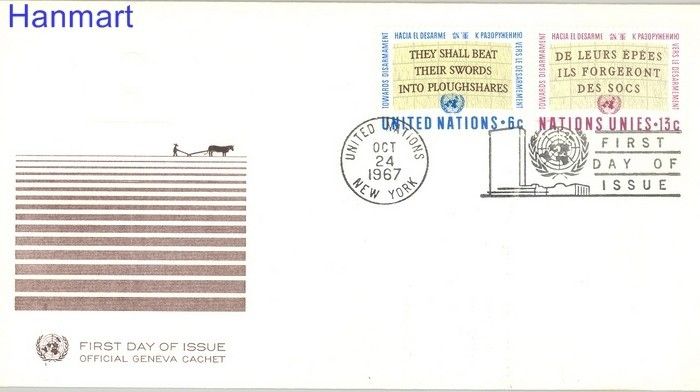 Znaczek Narody Zjednoczone Nowy Jork 1967 Mi 187-188 FDC