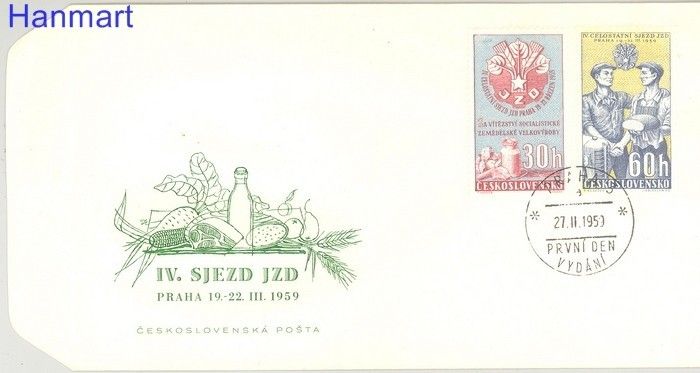 Znaczek Czechosłowacja 1959 Mi 1122-1123 FDC