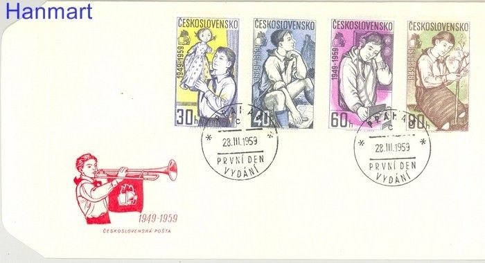 Znaczek Czechosłowacja 1959 Mi 1127-1130 FDC
