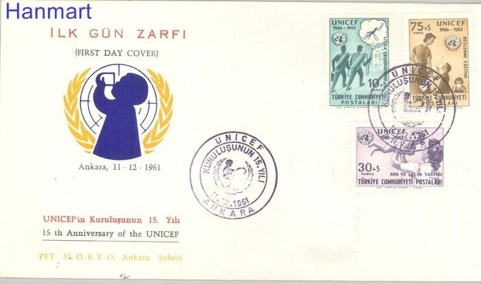 Znaczek Turcja 1961 Mi 1827-1829 FDC