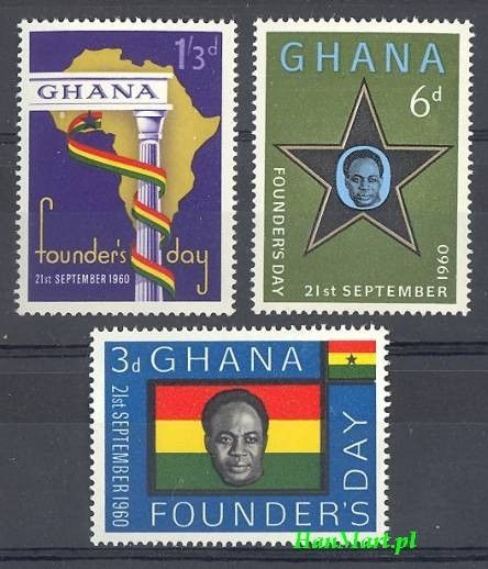 Znaczek Ghana 1960 Mi 88-90 Czyste **