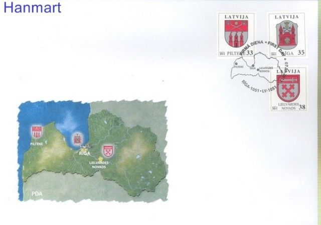 Znaczek Łotwa 2012 Mi 824-826 FDC