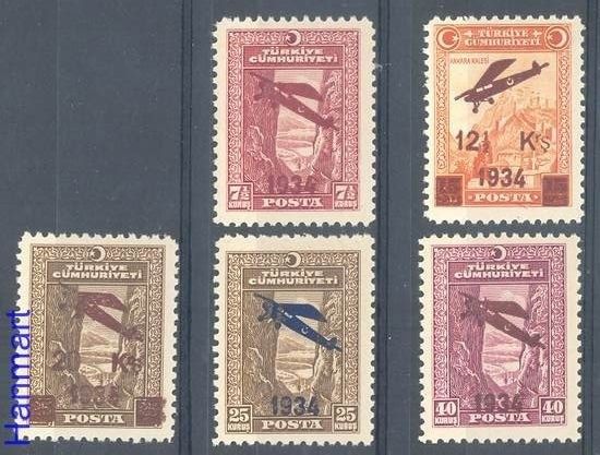 Znaczek Turcja 1934 Mi 980-984 Czyste **
