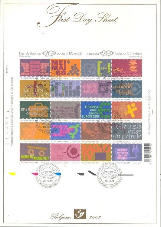 Znaczek Belgia 2002 Mi 3161-3180 FDC