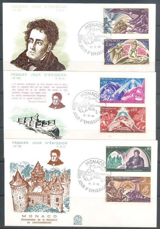 Znaczek Monako 1968 Mi 902-907 FDC