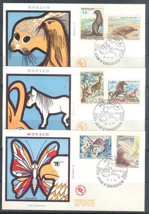 Znaczek Monako 1970 Mi 966-971 FDC