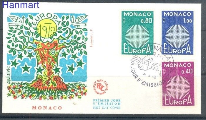 Znaczek Monako 1970 Mi 977-979 FDC