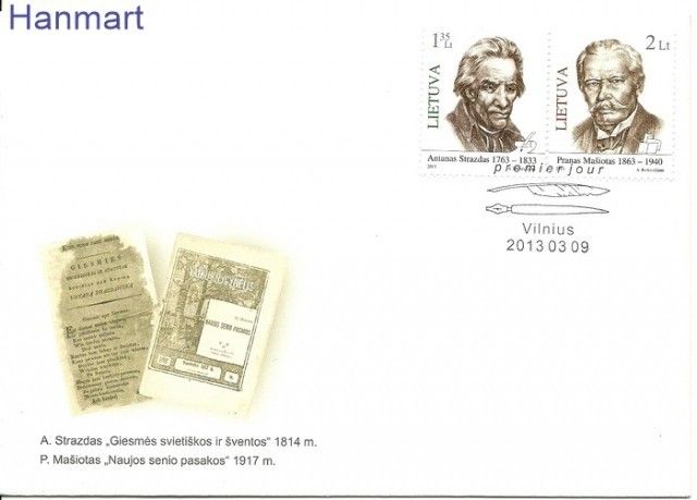 Znaczek Litwa 2013 Mi 1127-1128 FDC