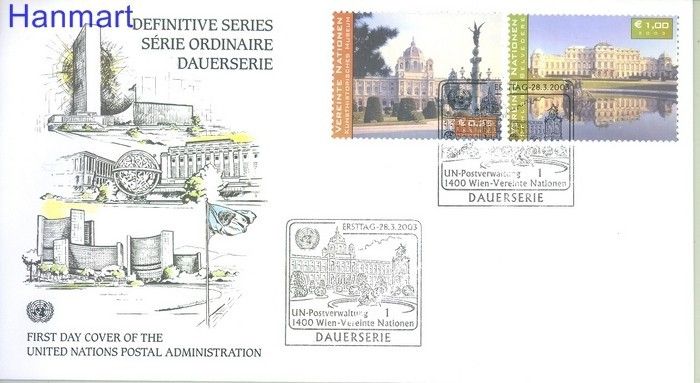 Znaczek Narody Zjednoczone Wiedeń 2003 Mi 387-388 FDC