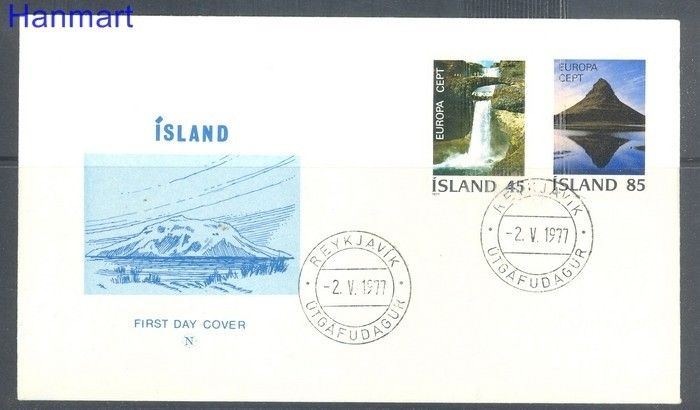 Znaczek Islandia 1977 Mi 522-523 FDC