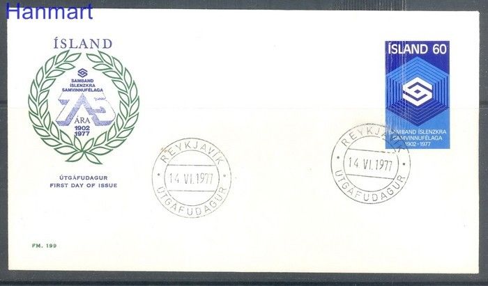 Znaczek Islandia 1977 FDC