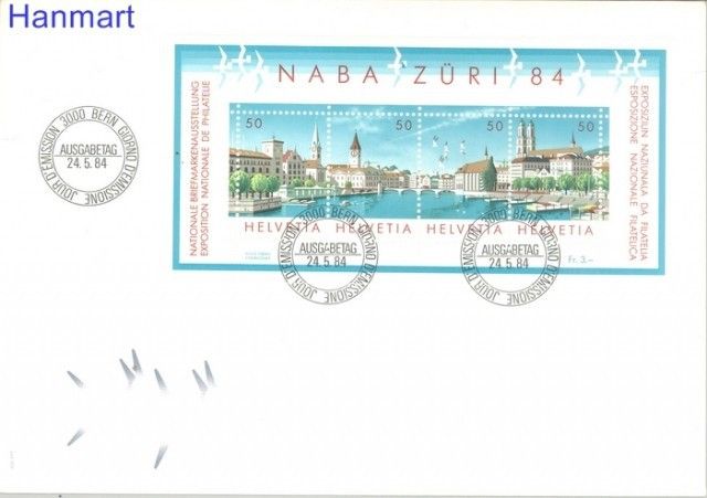 Znaczek Szwajcaria 1984 Mi bl 24 FDC