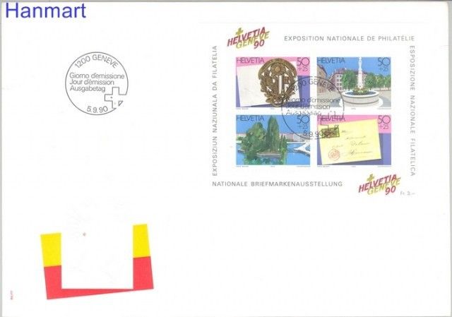 Znaczek Szwajcaria 1990 Mi bl 26 FDC