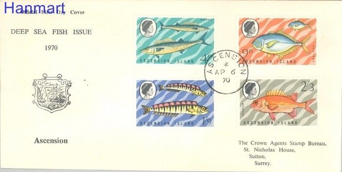 Znaczek Wyspa Wniebowstąpienia 1970 Mi 130-133 FDC