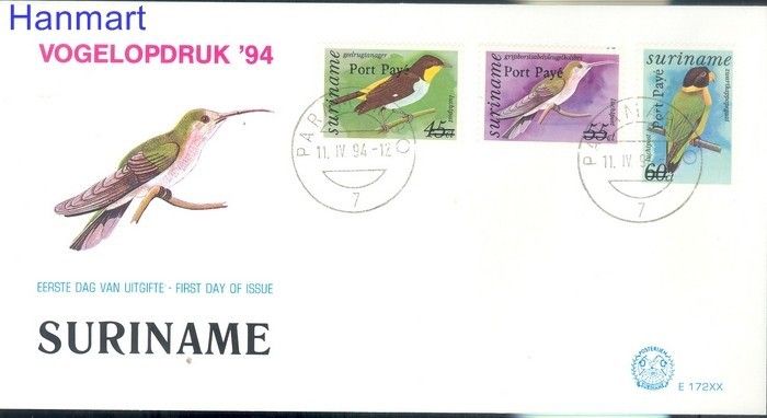 Znaczek Surinam 1994 Mi 1472-1474 FDC