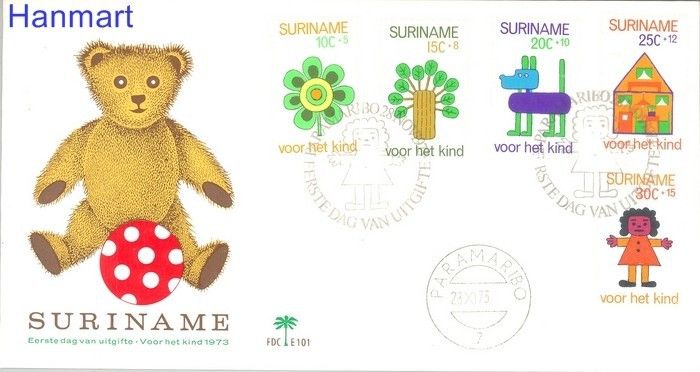 Znaczek Surinam 1973 Mi 658-662 FDC