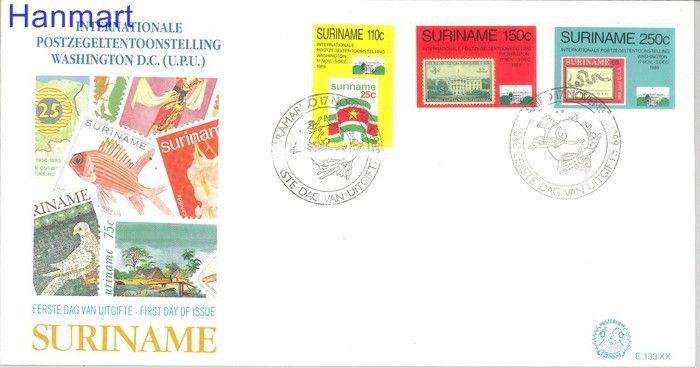 Znaczek Surinam 1989 Mi 1314-1316 FDC