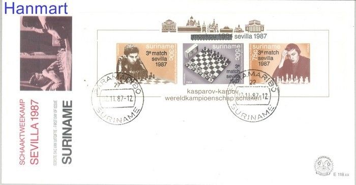 Znaczek Surinam 1987 Mi bl 46 FDC