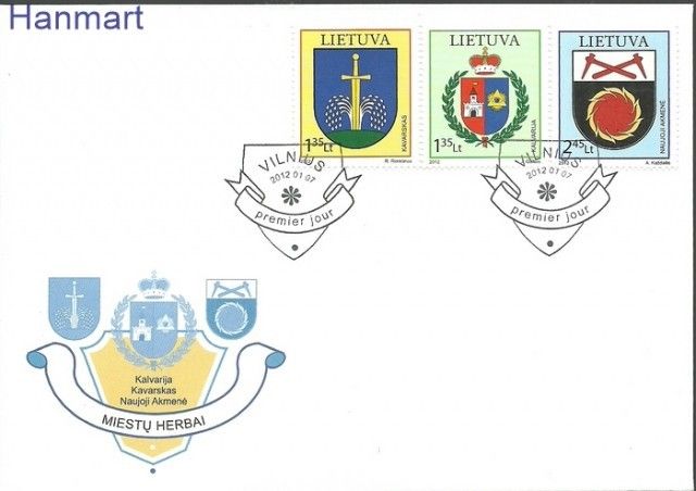 Znaczek Litwa 2012 Mi 1093-1095 FDC