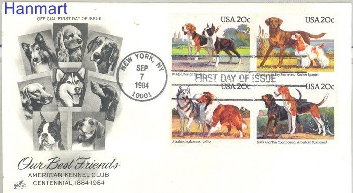 Znaczek USA 1984 Mi 1708-1711 FDC