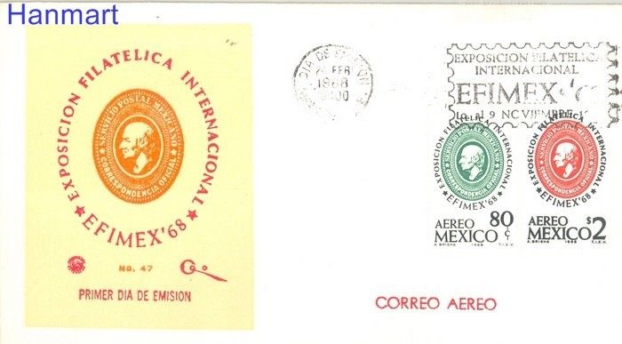 Znaczek Meksyk 1968 Mi 1259-1260 FDC