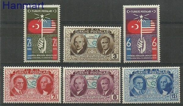 Znaczek Turcja 1939 Mi 1047-1052 Z podlepką *