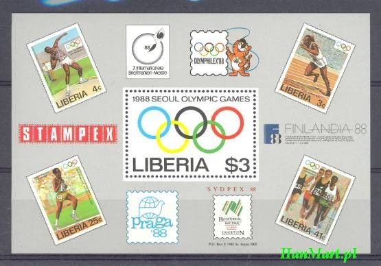 Znaczek Liberia 1988 Mi bl 114 Czyste **
