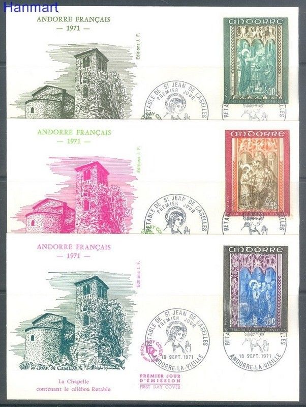 Znaczek Andora Francuska 1971 Mi 235-237 FDC