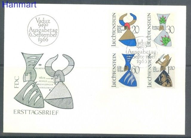 Znaczek Liechtenstein 1966 Mi 465-468 FDC