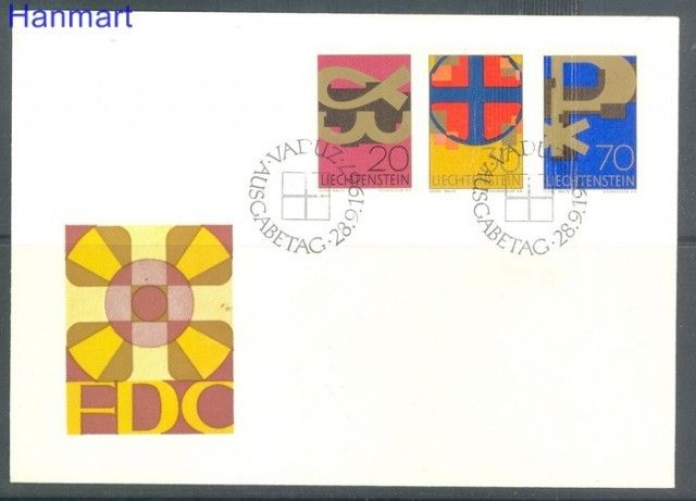 Znaczek Liechtenstein 1967 Mi 482-484 FDC