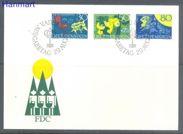 Znaczek Liechtenstein 1968 Mi 497-499 FDC